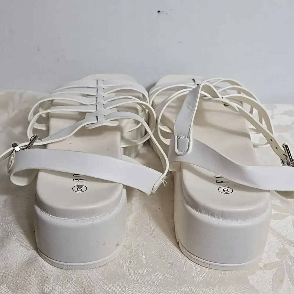 Rouge White Strappy Platform Sandals